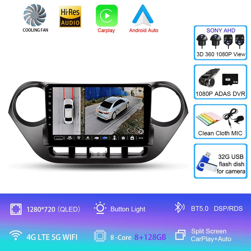 Автомобильный радиоприемник Android 14 Carplay Auto Multimedia Player для Hyundai I10 2013 - 2018 Навигация Авторадио GPS Стерео 2din Головное устройство