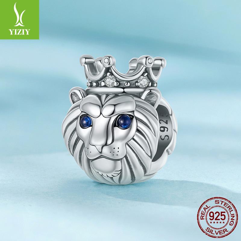 Personalized Lion Crown Beaded Accessories S925 Sterling Silver Ancient Lucky Beads Loose Beads