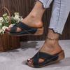 Simple Casual Wear-resistant Non-slip Thick-soled Heightening Slippers  Summer New Fashion Cross Wedge Slippers for Women
