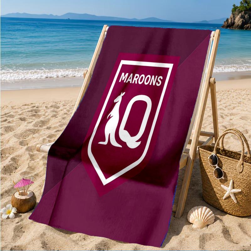Australia Maroons Rugby Team Emblem Beach Towel, Quick-drying, Easy to Care for, Suitable for Both Fitness and Beach Vacations,Sports Essential