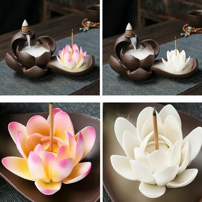 Курильница с дымом лотоса, курильница с обратным потоком, водопад, река, держатель для рукоделия