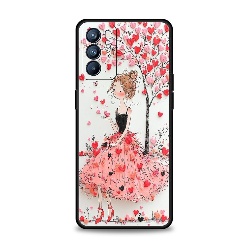 Мультяшный чехол для телефона с девочкой для Oppo A17 A31 A54 A57 A78 A79 A98 Find X5 X6 Reno 6 7 8 10 11 12 13 F Pro 5G Мягкий ТПУ чехол Funda Сумка