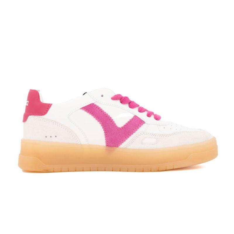 Женские белые кроссовки с бежевой подошвой VICTORIA