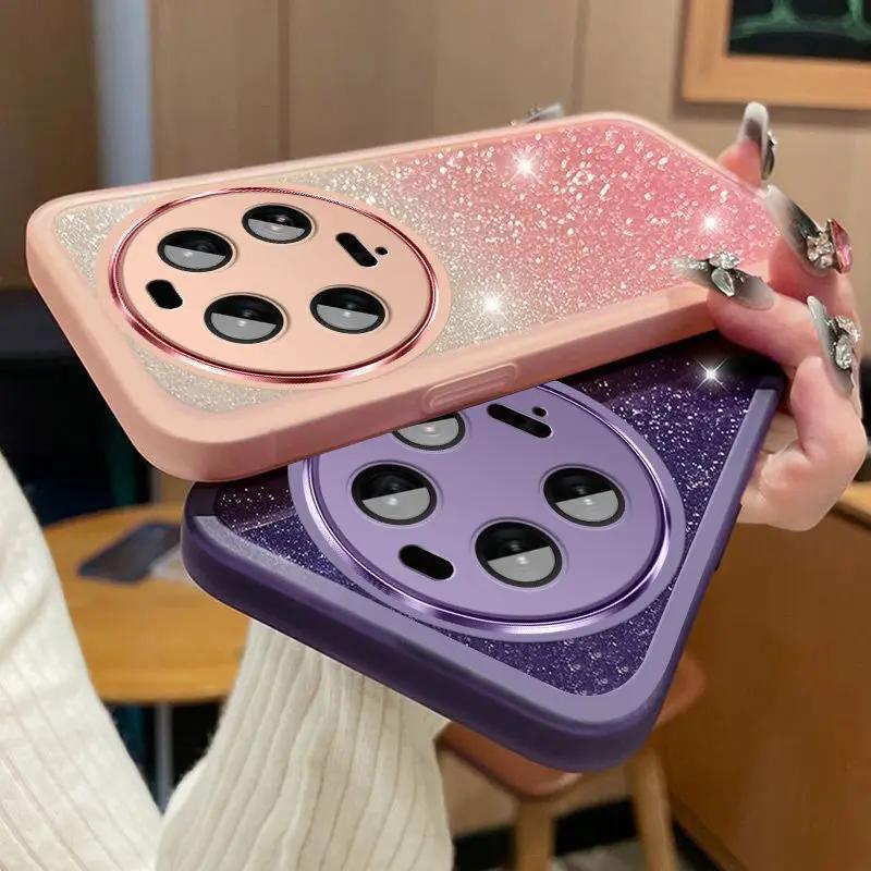 Блестящий защитный чехол для объектива камеры с блестками для Xiaomi 15 Ultra, мягкий силиконовый чехол для телефона Xiaomi 14 Ultra 14T Pro