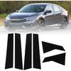 6 Pcs Side Door Window Cover Trim,Glossy Black Pillar Posts Decal Sticker For Civic Sedan 10Th Gen 2016‑