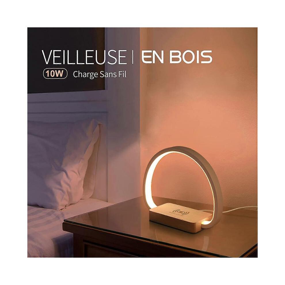 Bedside Lamp Wireless Charger, Touch Table Lamp with USB Port, LED Desk Lamp with 3 Brightness Levels and Stepless Dimming