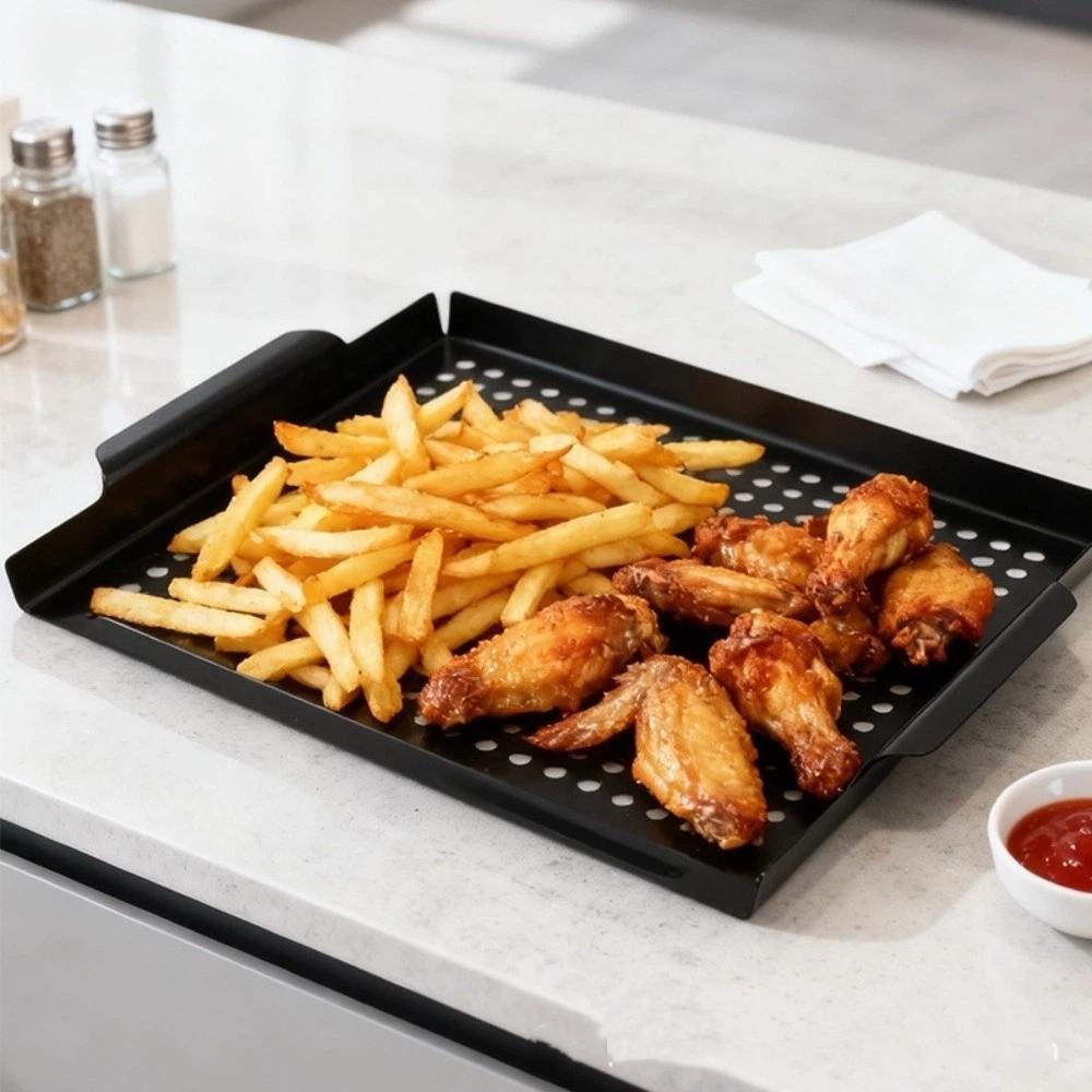 Non-Stick Coated Barbecue Grill Pan Large Capacity Grill Basket Grill Tool Grill Tray Home Cooking