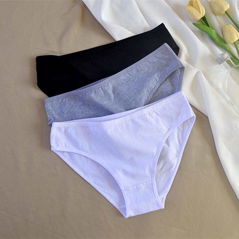 3 шт. женское нижнее белье со средней талией, трусы, нижнее белье, большие трусики для девочек, однотонные трусы
