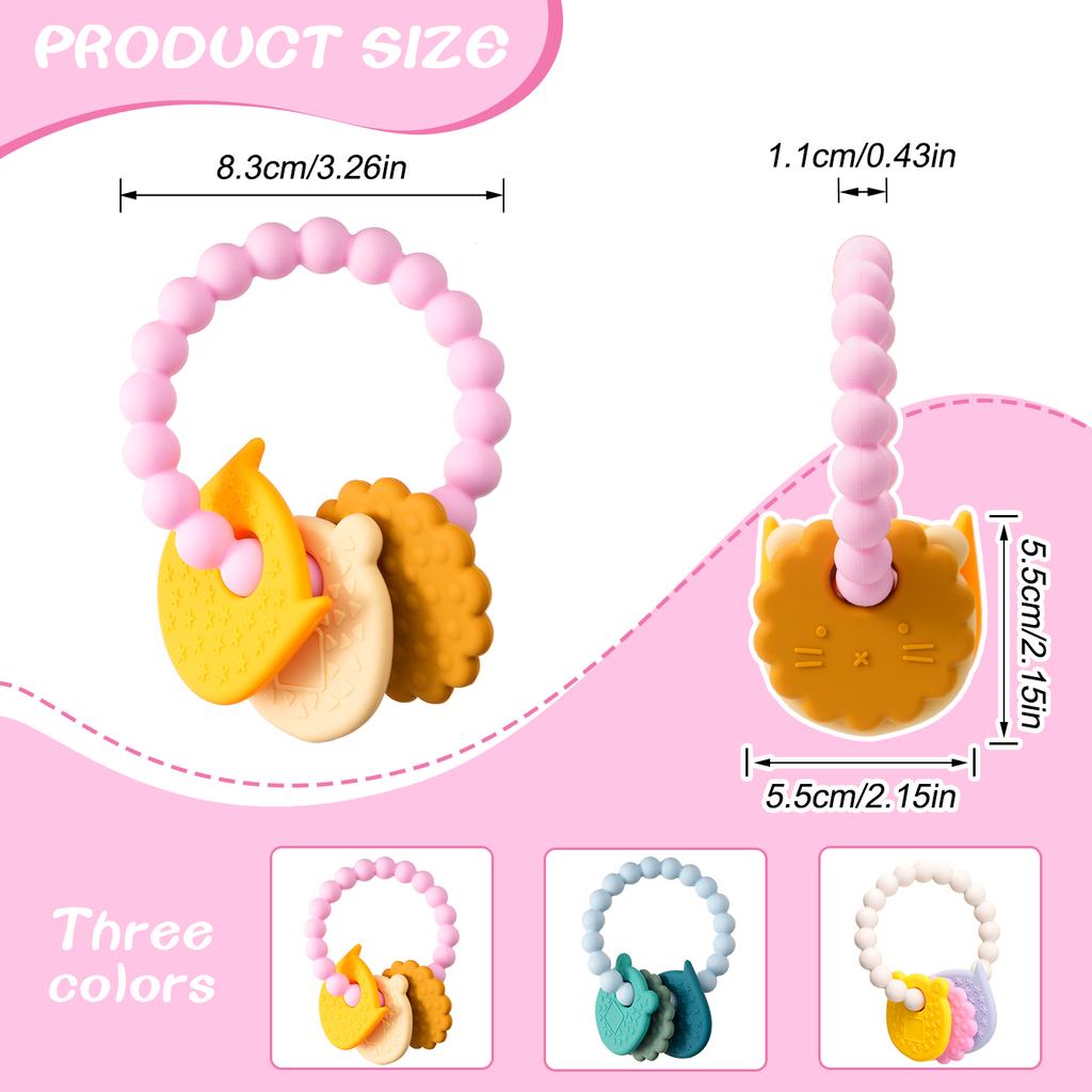 Цветной детский силиконовый прорезыватель для зубов, детская игрушка, жевательная игрушка в виде мультяшного животного, детские игрушки, прорезыватели для зубов, браслеты без содержания бисфенола А, детские аксессуары