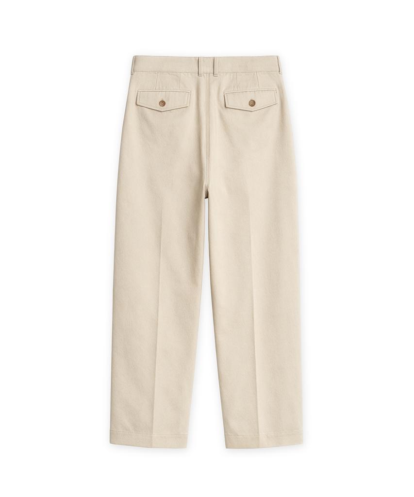 CONNECT KINLOCH Washed Cotton Loose Fit Double-Pleat Pants [Beige]