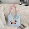 Очаровательная вышивка с собачкой, большая сумка-тоут для студентов в мягких тонах