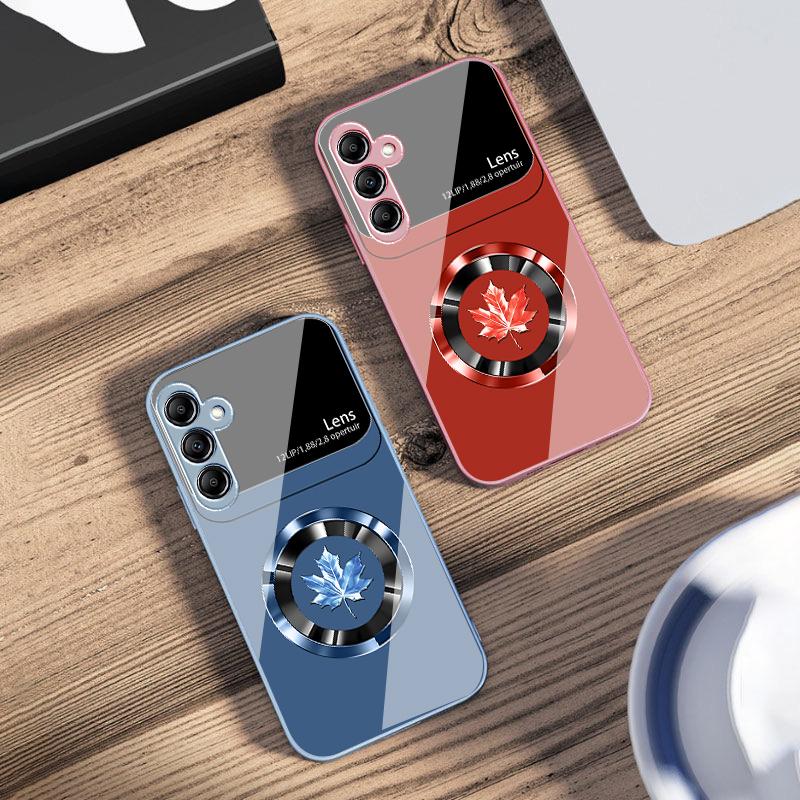 Круглый кленовый лист для Samsung Galaxy A14 4G 20 30 52 20S 21S 22 A32 33 34 42 50 51 53 54 70 71 72 73 5G Стеклянный чехол для телефона
