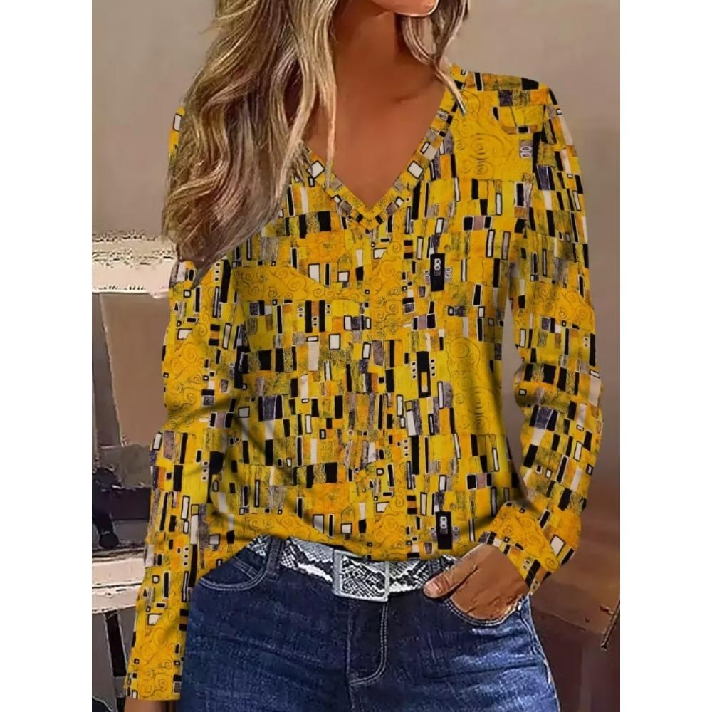 European and American Women's Long Sleeved Printed Fashionable Spring, Summer, Autumn T-shirts, Streetwear Tops