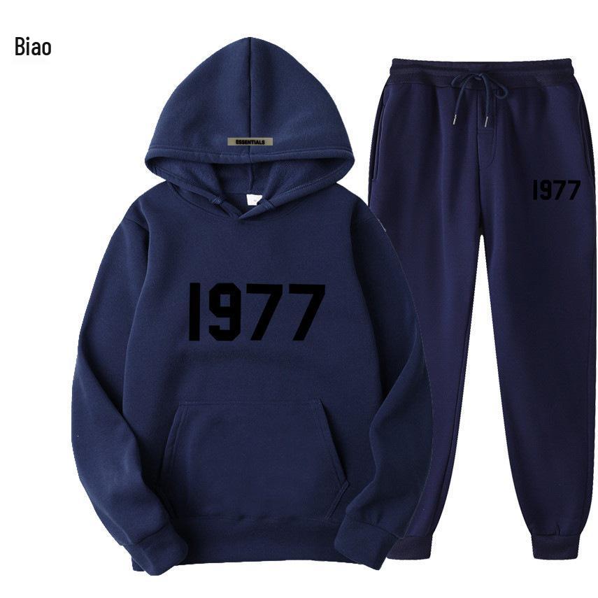 ESSENTIALS 1977 Модный флисовый комплект с худи - Унисекс Свободный крой Свитшот
