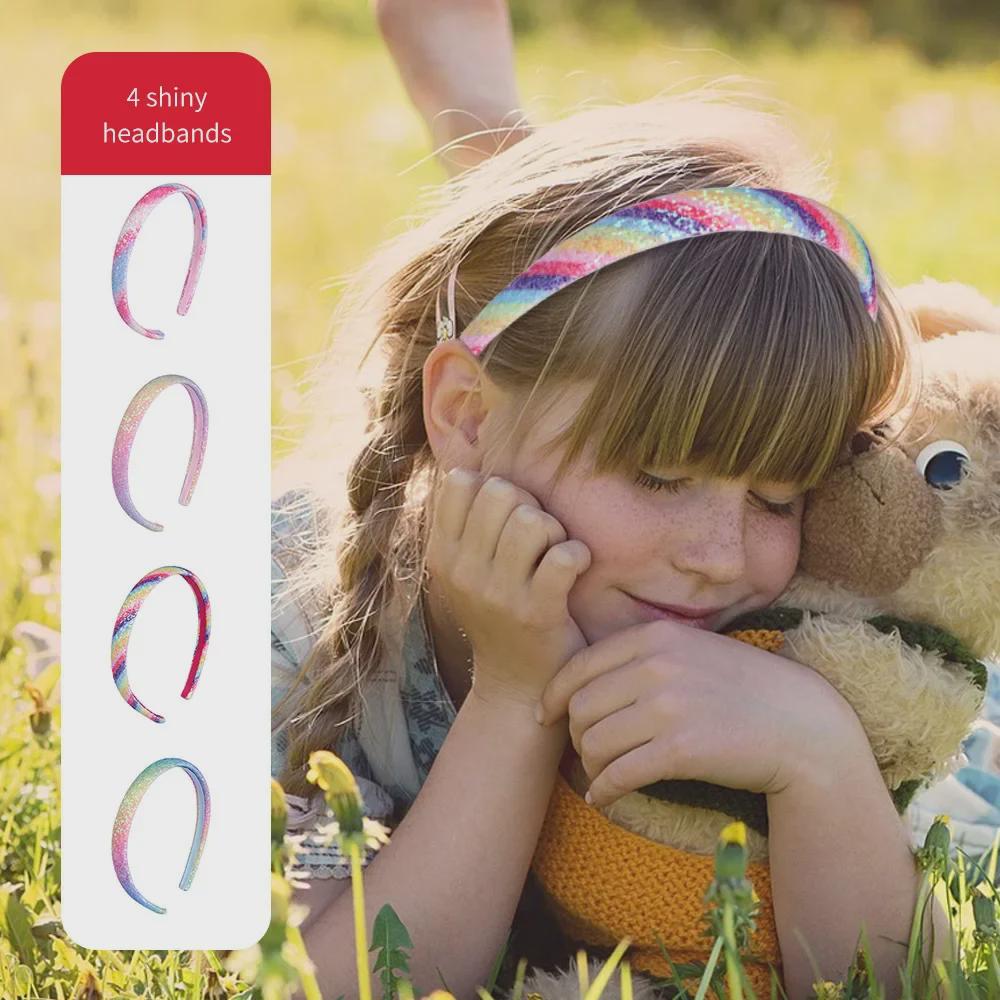 Детская повязка на голову с сердечком в виде радуги и луковой пудры