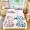 Stitch Cartoon Cute Home Decor Fitted Sheet Bedding Set 2/3-Piece Set Nordica Polyester Anime Plush