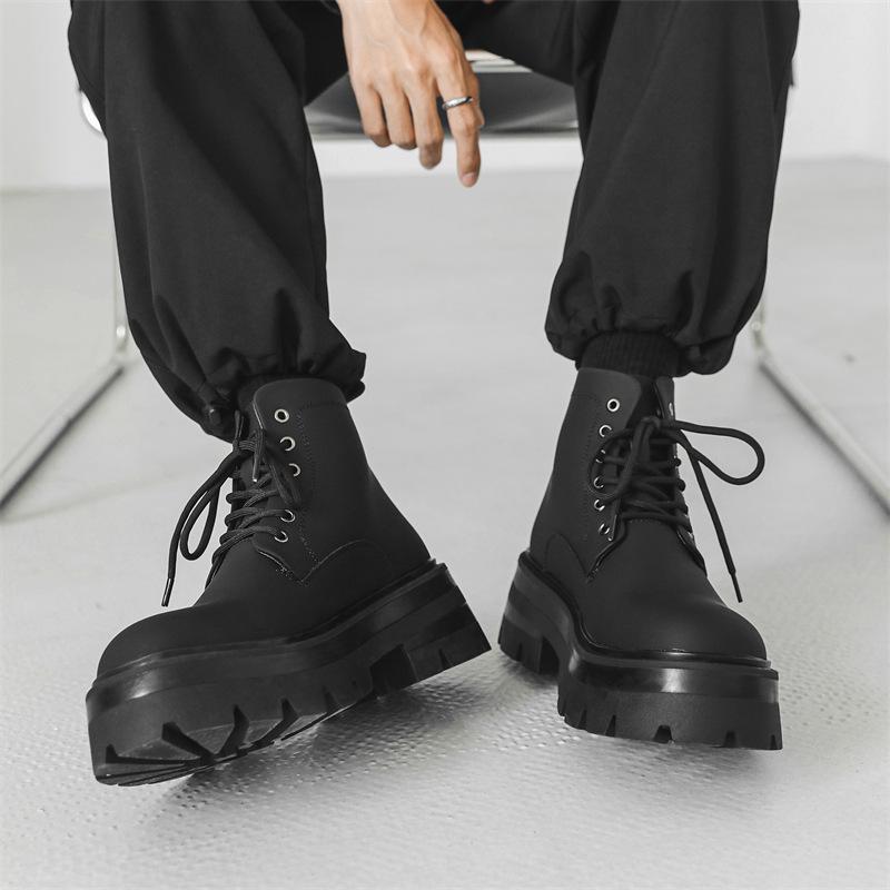 2024 men's Martin boots high-top lace-up heightening British style autumn and winter velvet tooling versatile boots 70077-J