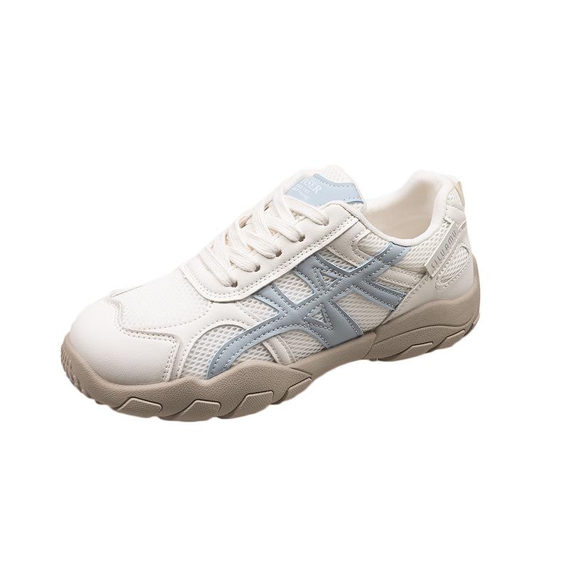 Faux leather mesh super fire Forrest Gump training shoes women's 2025 summer new breathable comfortable soft sole heightening casual sports shoes