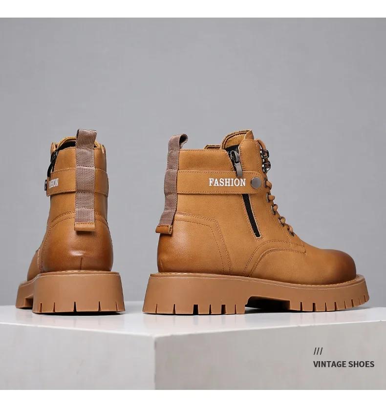 Зимние высокие ботинки для мужчин, модная повседневная обувь из коровьей кожи, мужские новые дизайнерские ботинки по щиколотку Militares Hombre