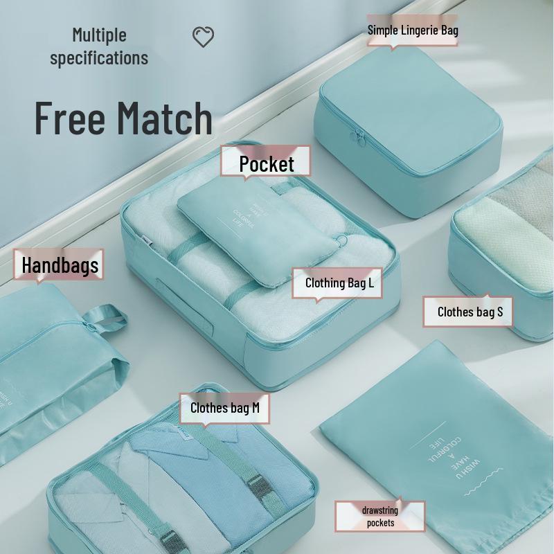 Комплект из 7 водонепроницаемых твиловых дорожных сумок для хранения - Высококачественные органайзеры для багажа для деловых поездок