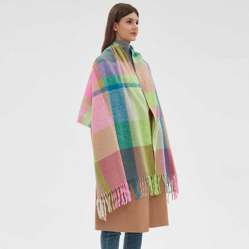 Fashion Warm Knit Cashmere Winter Women Scarf Plaid Print Shawl Wraps Female Thick Pashmina Blanket Bufanda Travel Echarpe
