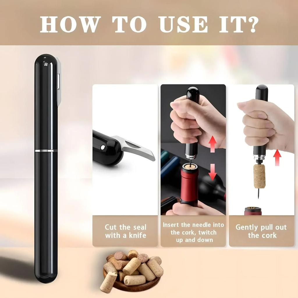 Насос для воздуха Открывалка для винных бутылок Портативный штопор для вина Штифт из нержавеющей стали Штопор с воздушным давлением для дома вечеринки Винные инструменты