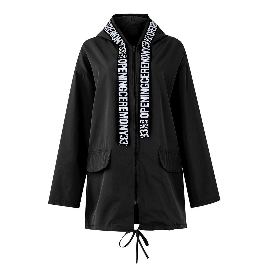 Женская однотонная свободная повседневная ветровка из ткани Макинтош с капюшоном, темпераментная куртка