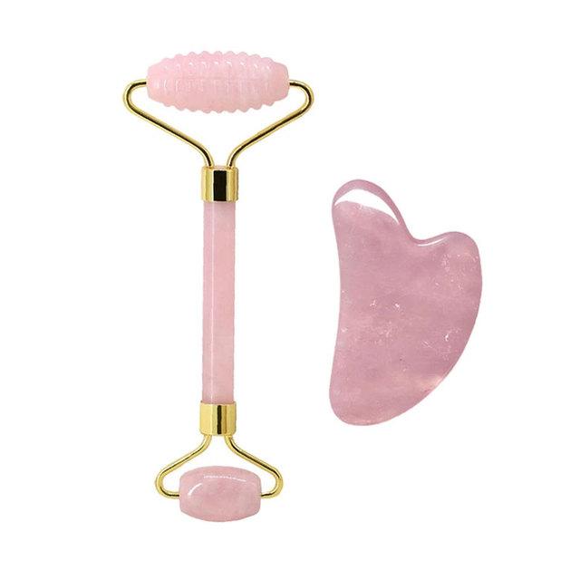 Face Jade Roller Rose Quartz Gua Sha Massage Board Facial Lifting Anti Wrinkle Beauty Skin Care Gouache Scraper Stone Massager