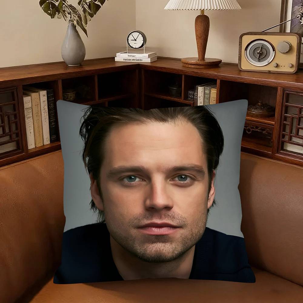 Actor SSebastian Stan Pillow Case Fashion Square Pillowcase Bedroom Sofa Room Ins Decoration Leisure