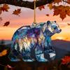 1/2/3/4/5Pcs Christmas Acrylic Polar Bear Hanging Decoration Car Rearview Mirror Xmas Tree 2D Flat Stained Glass Bear Hanging Ornament