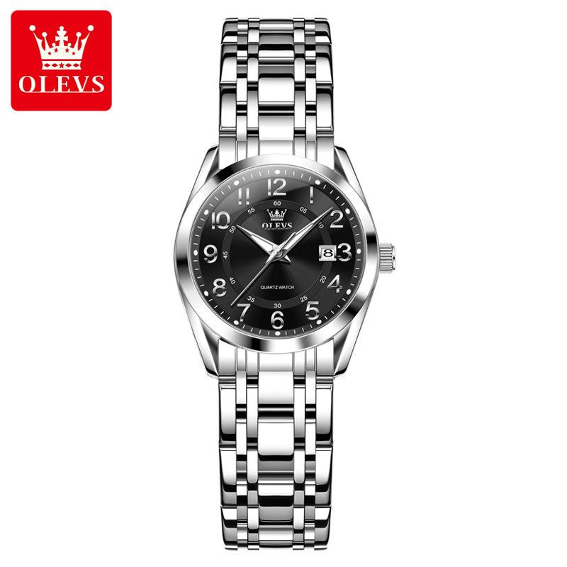OLEVS Женские часы Водонепроницаемые из нержавеющей стали Женские часы Роскошный светящийся циферблат Календарь Оригинальные кварцевые часы