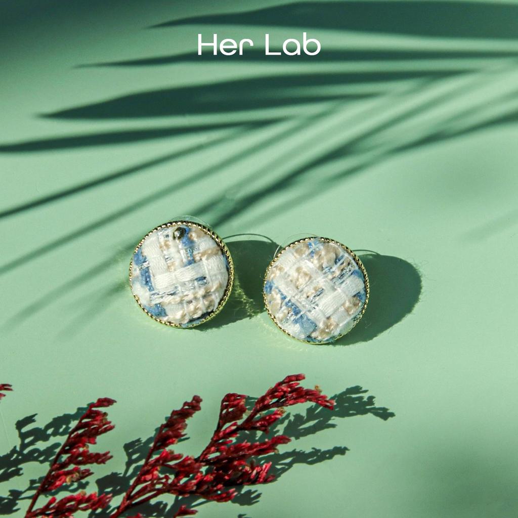 Her Lab | Круглые гипоаллергенные серьги-гвоздики с натуральным гальваническим камнем для женщин и девочек