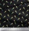 Soimoi Черная полиэстеровая креповая ткань с принтом в горошек и попугаев, ярд 42 дюйма