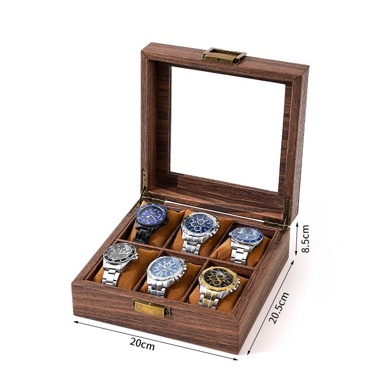 «Коробка для хранения часов и ювелирных изделий из искусственной кожи с текстурой под дерево в стиле ретро»
