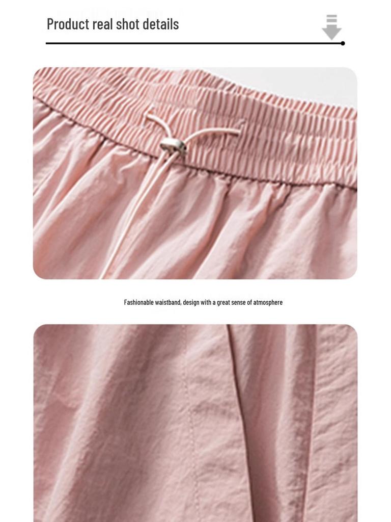 2024 Американские женские брюки карго парашюты с высокой талией: Осенний ветрозащитный плащ прямого кроя для повседневной носки, спорта и пеших прогулок