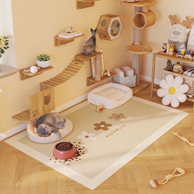 Коврик для кормления питомцев Ковер для кошки собаки Кожа ПВХ Водонепроницаемые напольные коврики Радужный узор Минималистичные ковры для украшения дома