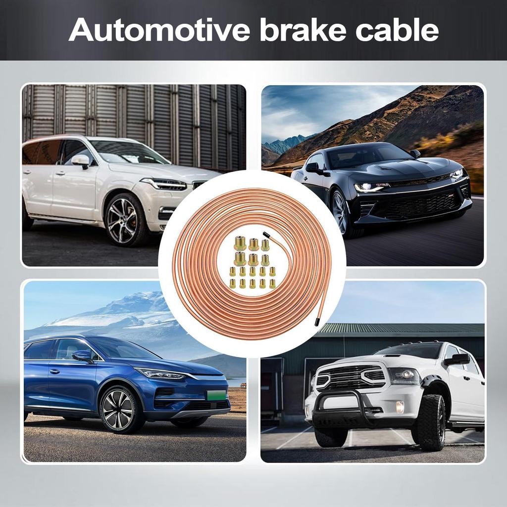 3/16 Brake Line 3/16 Coated Alloy 25Ft Brake Line Fitting Kit Anti-Rust Fittings Connector Set Car Repair Tool For Braking