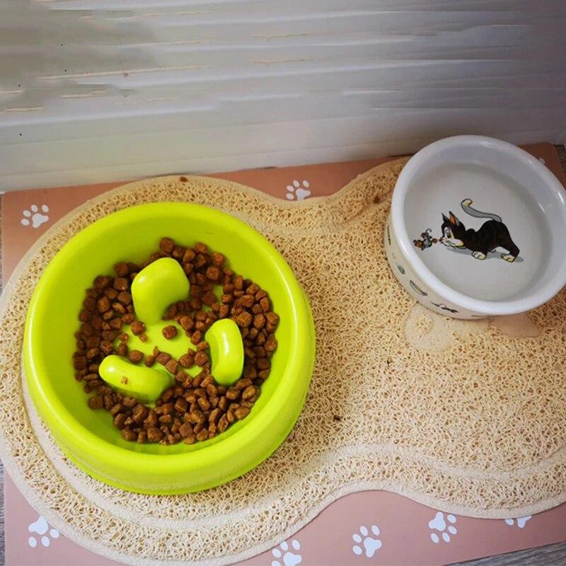 Коврик для кормления кошек и собак в форме облака, однотонный коврик с узором в виде рыбьей кости, миска для посуды, противоскользящая подставка для столовых приборов, легко моющиеся аксессуары для домашних животных