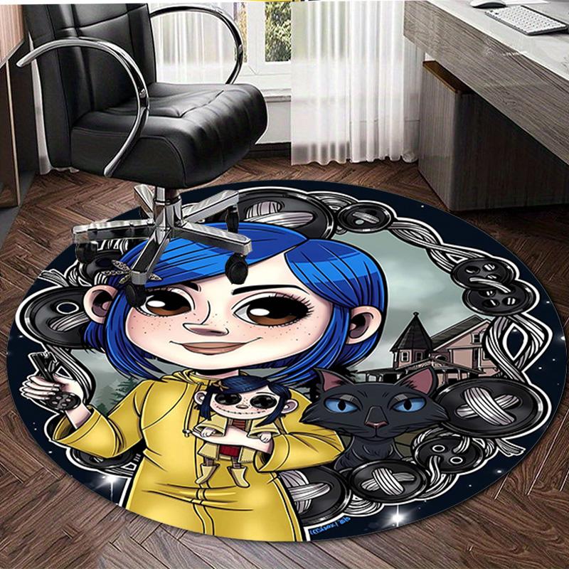 1pc Coraline Design Printed Area Round Carpet for Bedroom Living Room Home Decor Rugs Mat Non Slip Mat Rug for Bedside