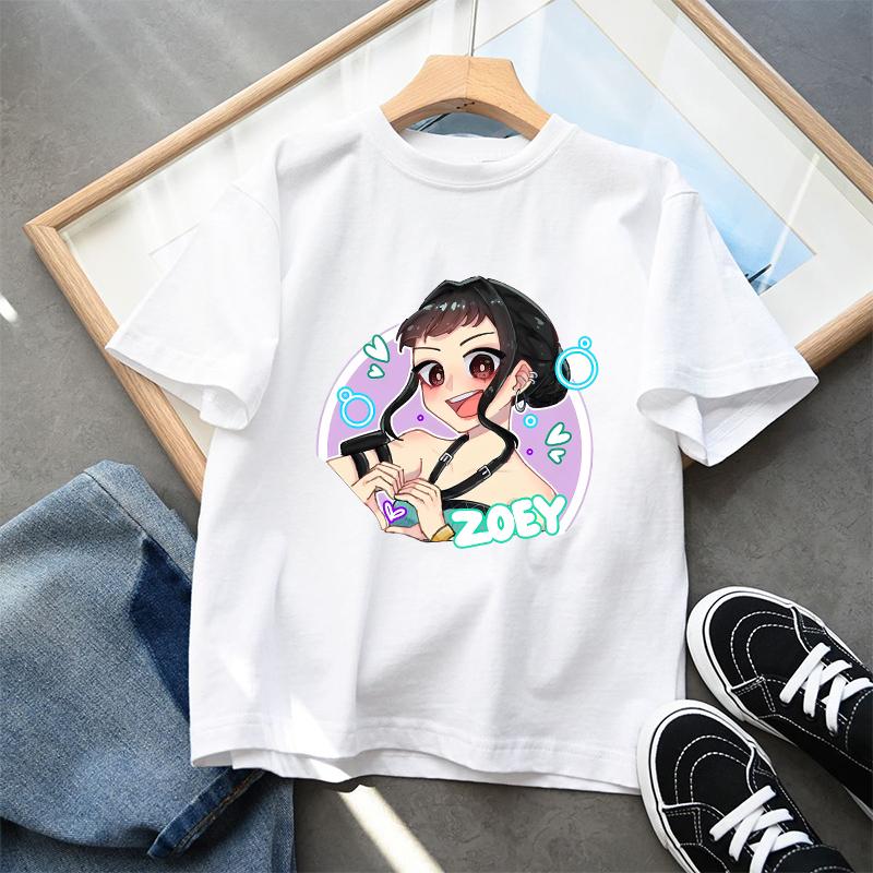 KPop Demon Hunters Child T-shirt Anime Character Print Short Sleeve Tees Girls' Summer Casual Tops Kids Birthday Gifts