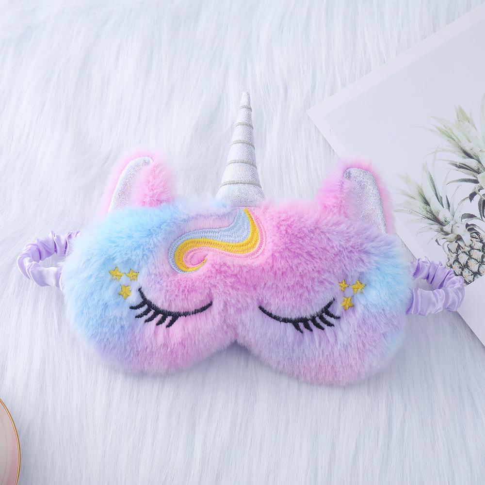 Очаровательная плюшевая маска для сна с ушками единорога из кроличьего меха