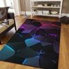 VIKAMA 3D Hexagon Neon Gaming Area Rug, Non-Slip Blue Purple Floor Carpet for Gaming Room, Bedroom & E-Sport Decor