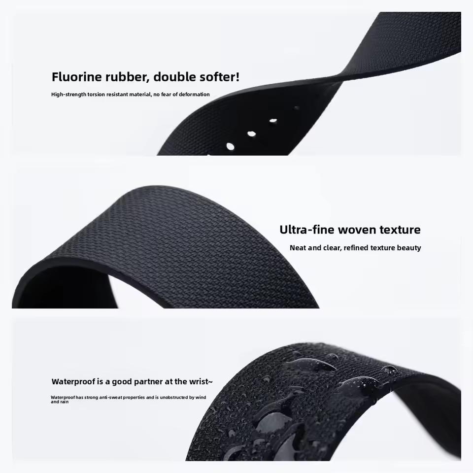 Ремешок для часов Tudor, Rolex, Omega, Longines, Tissot, IWC и Hamilton, фторкаучук, универсальный ремешок всё в одном