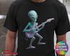 Alien Guitarist T-Shirt and kids shirt: Rock Music Lover Gift
