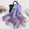Sunscreen Long Wrap Shawl Butterfly Print Beach Gauze Scarf Elegant Shawl Silk  for Women