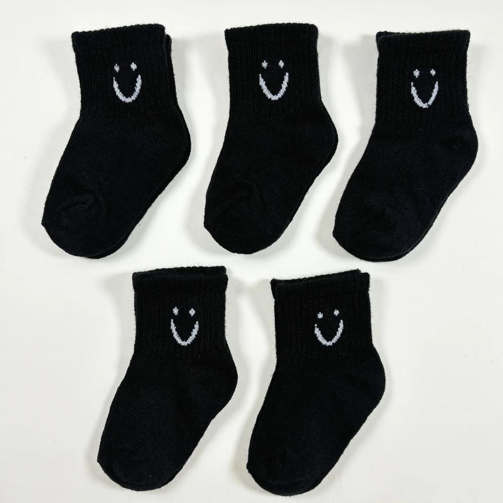 5 Pairs Cute Kawaii Smiling Baby Soft Socks Anti Slip Floor Socks for Infant Girl Boy Warm Anti Slip Floor Socks 0-5T
