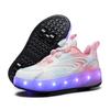 Overseas Runaway Shoes, Children's Wheel Shoes LED Ultra-light Luminous Charging Boys and Girls Light Shoes Sports Flying Woven Shoes