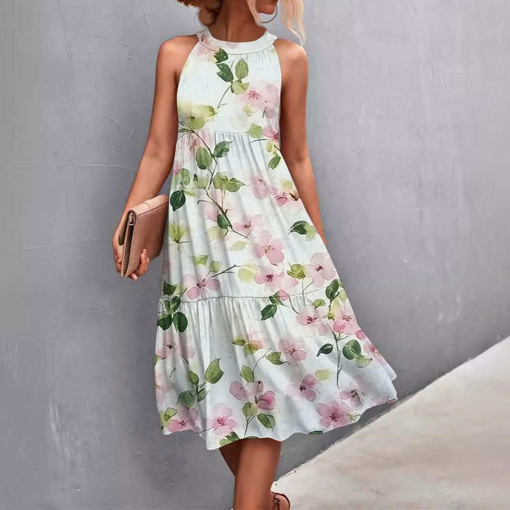 Женские летние платья без рукавов с принтом ко Дню святого Валентина, свободные, повседневные, с висячим вырезом, пляжные платья