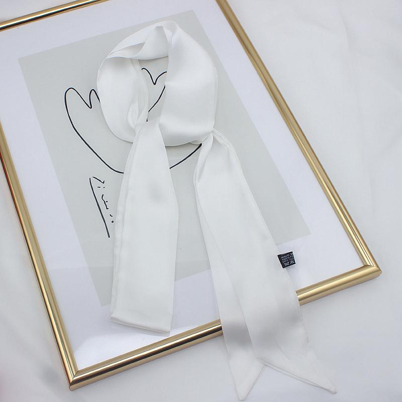 5x200cm Satin Silk Narrow Scarf Neckerchief Solid Neck Scarves Long Silk Thin Scarf Head Neck Hair Band Bag Ribbon Headbands DIY
