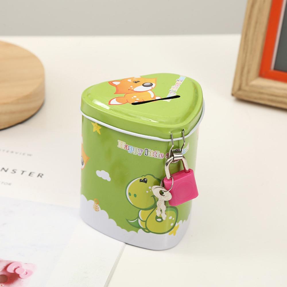 Металлическая копилка в форме сердца с замком, детская копилка из мультфильма, украшение для спальни